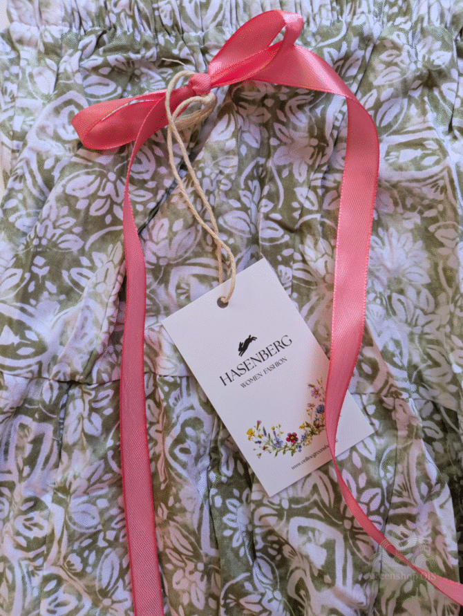 Luftiger Boho Maxirock Damen – Florales Naturmuster in Salbeigrün & Weiß - Design nr 66 – Bild 2